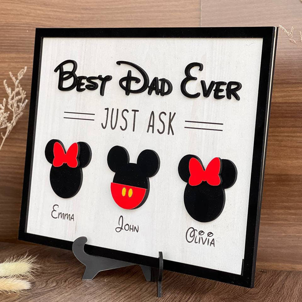 Personalized Disney Best Dad Ever Grandpa Ever Wooden Sign