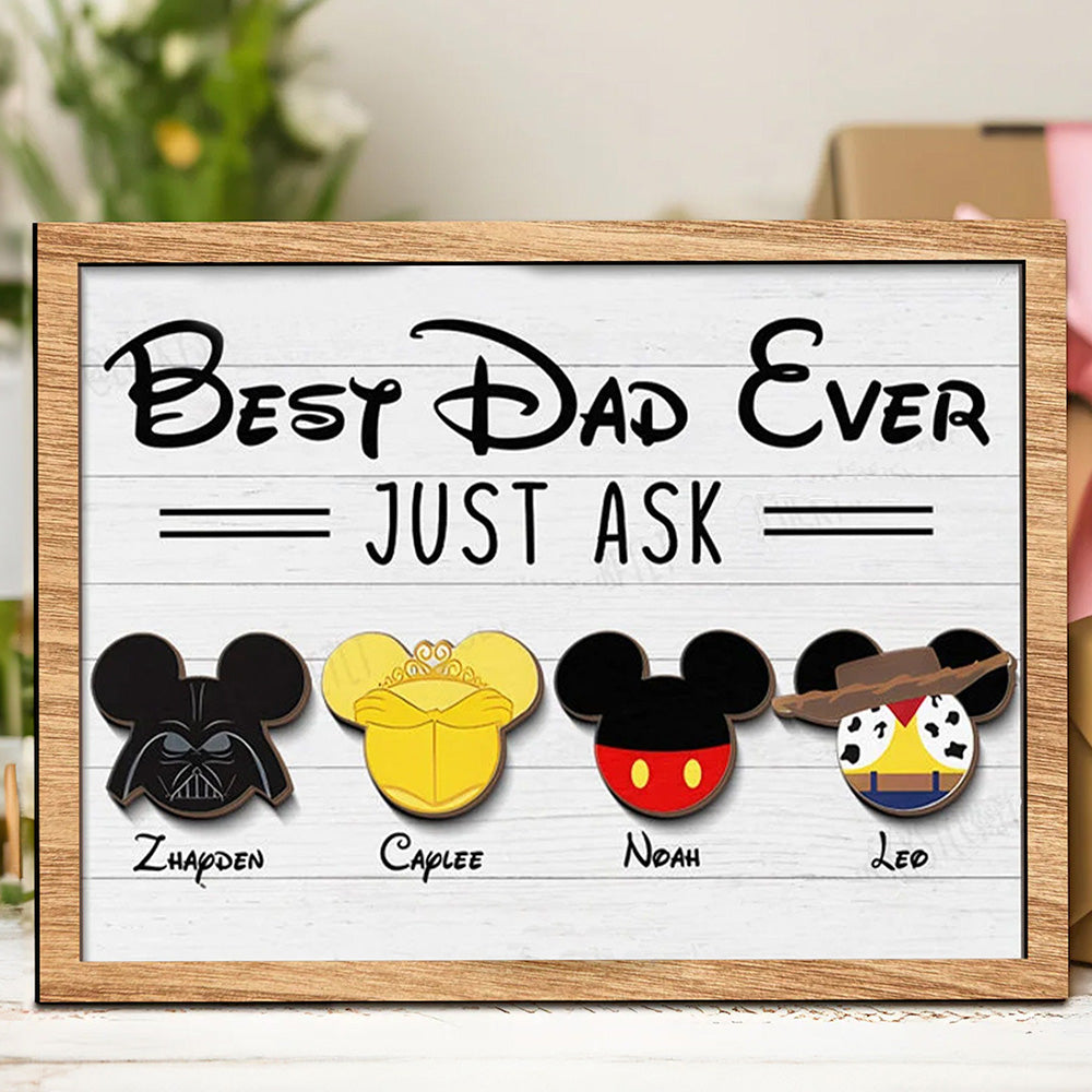 Personalized Disney Best Dad Ever Grandpa Ever Wooden Sign