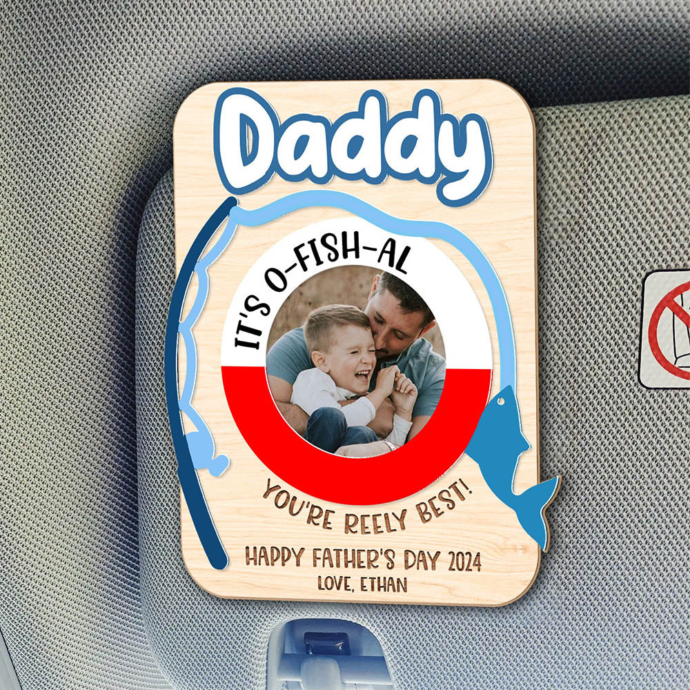 Custom Photo Car Visor Clip Drive Safe Gift for Grandpa for Father's Day