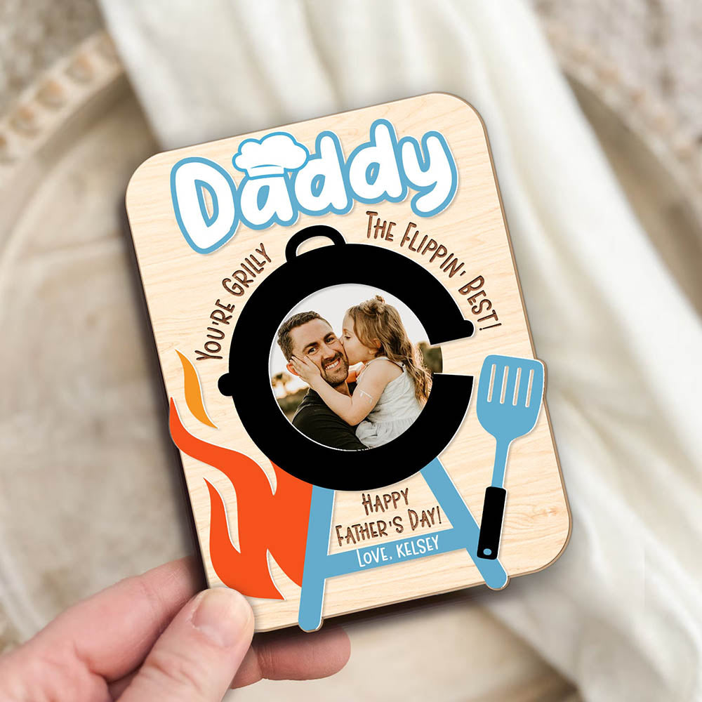 Custom Photo Car Visor Clip Drive Safe Gift for Grandpa Father's Day Gift