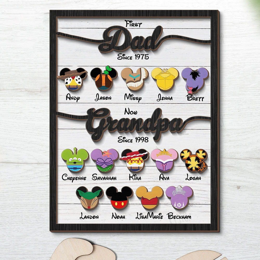 Personalized Disney First Dad Now Grandpa Ever Wooden Sign