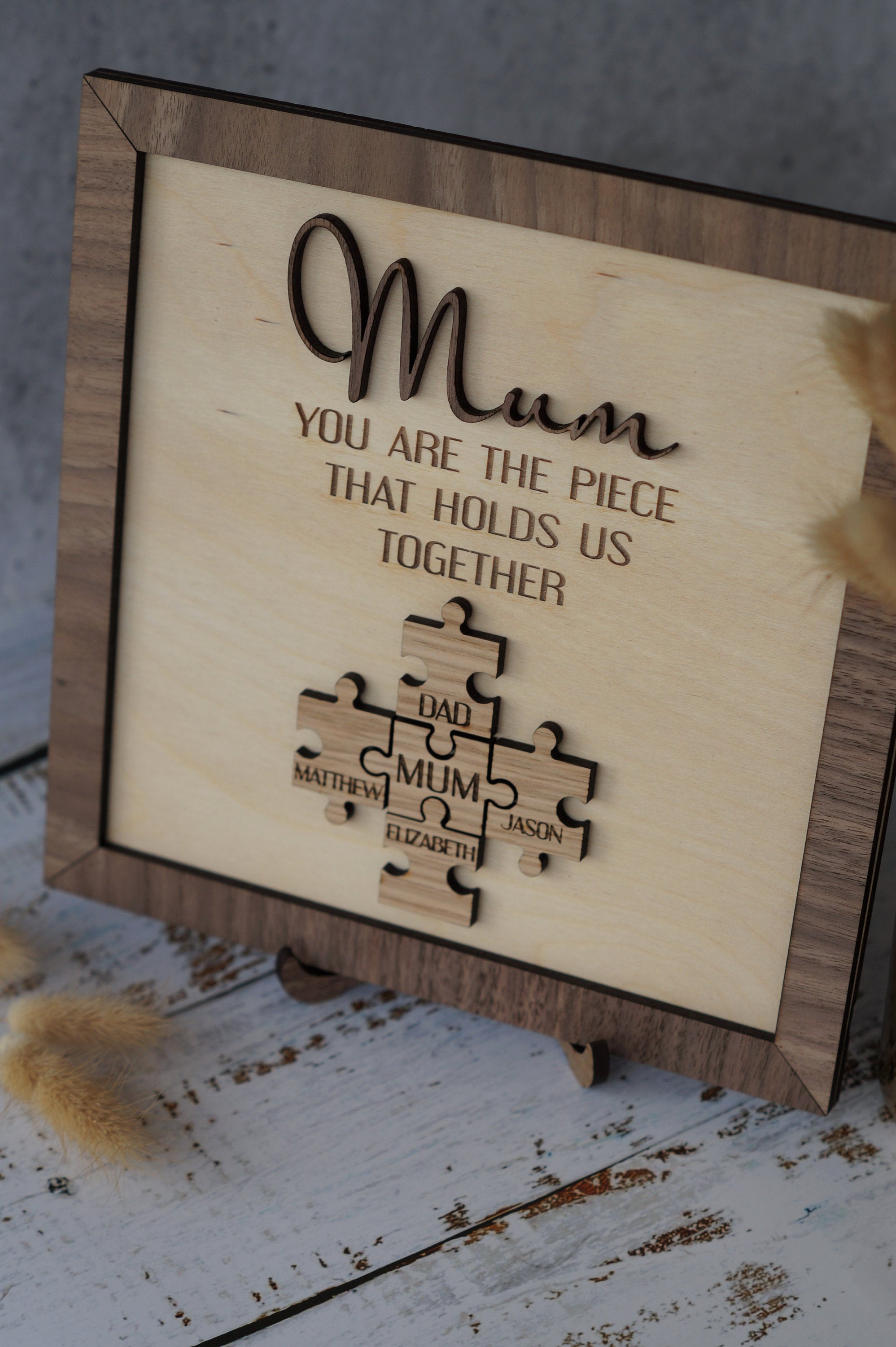 Gift from kids Mom gift idea Personalized Wooden Jigsaw Frame