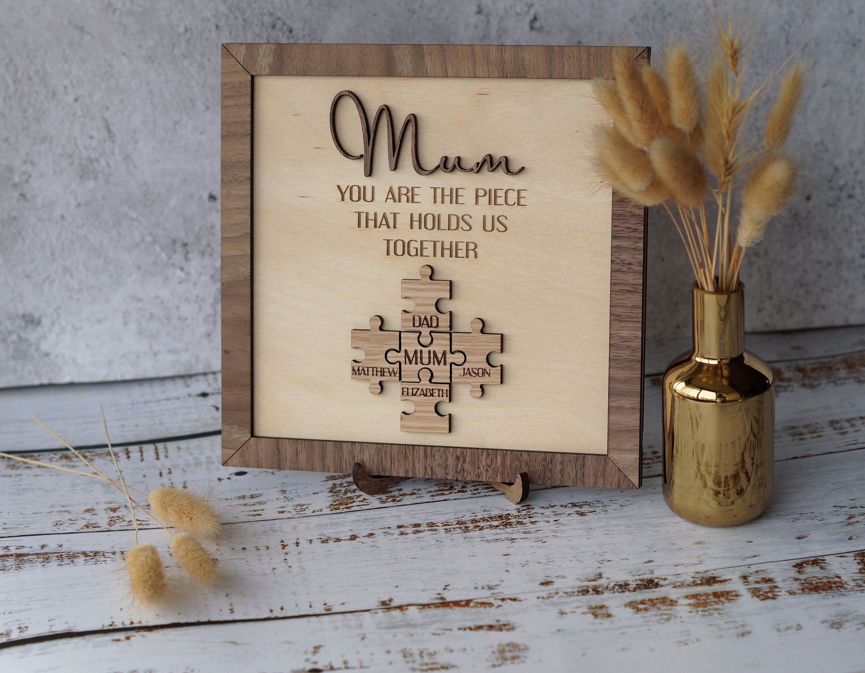 Gift from kids Mom gift idea Personalized Wooden Jigsaw Frame