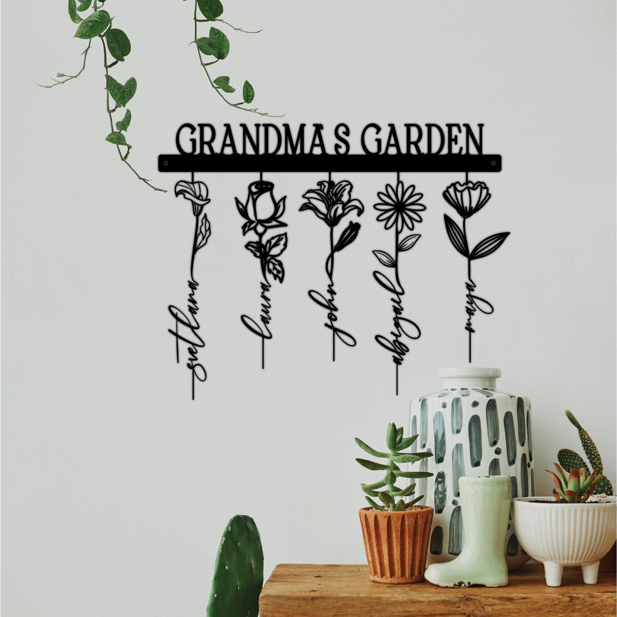 Personalized Birth Month Flower Metal Sign, Mother's Day Gift