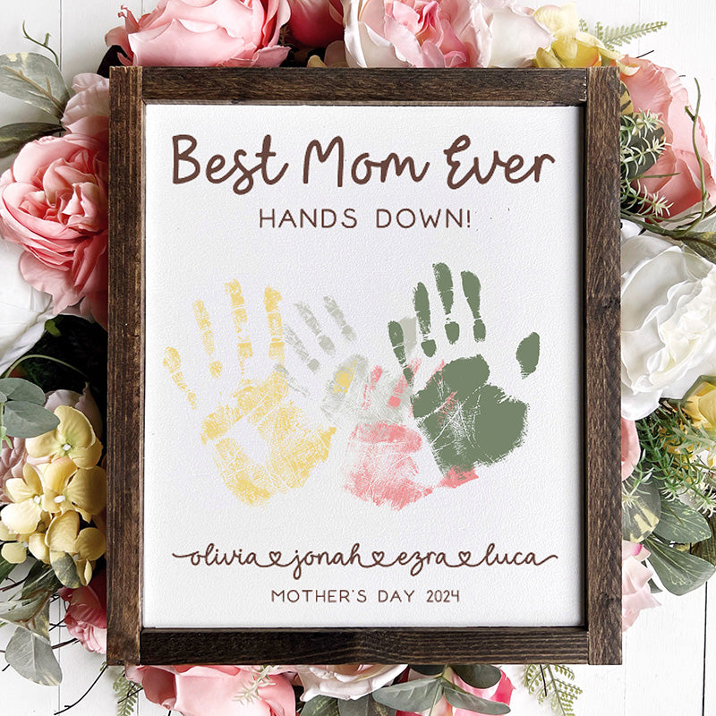 Handprint Sign for Mom, Custom Mothers Day Gift from Kids
