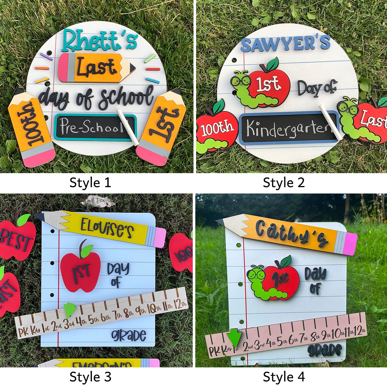 Interchangeable | Back to School Sign | 1st Day Last Day of School Prop | Reusable Wood School Board Milestone | Personalized School Kit