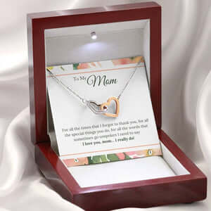 I LOVE YOU MOM I REALLY DO INTERLOCKING HEARTS NECKLACE