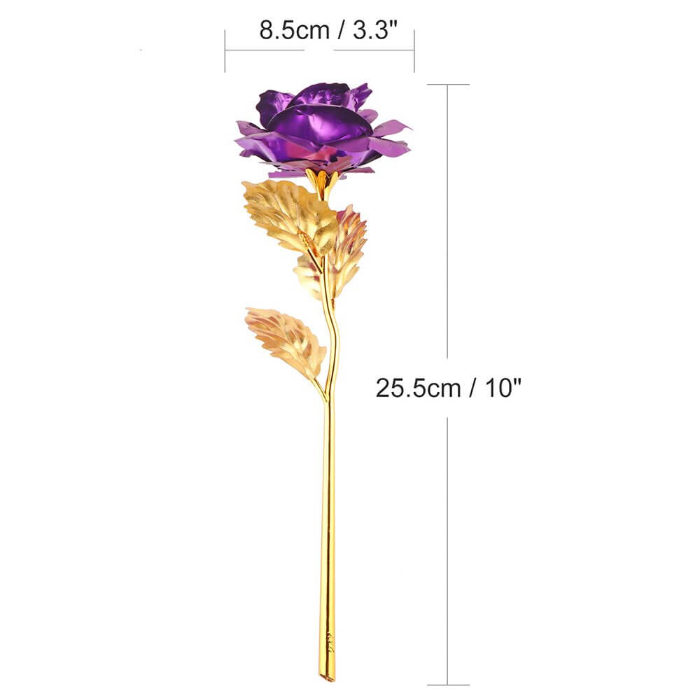 Purple-24K Foil Artificial Rose Plastic Long Stem Rose
