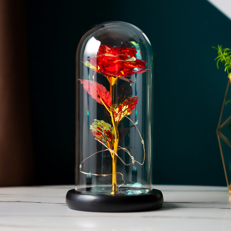 Red-Forever Roses Eternal Flowers Red Rose in Glass Dome, Glass Rose Gifts For Her