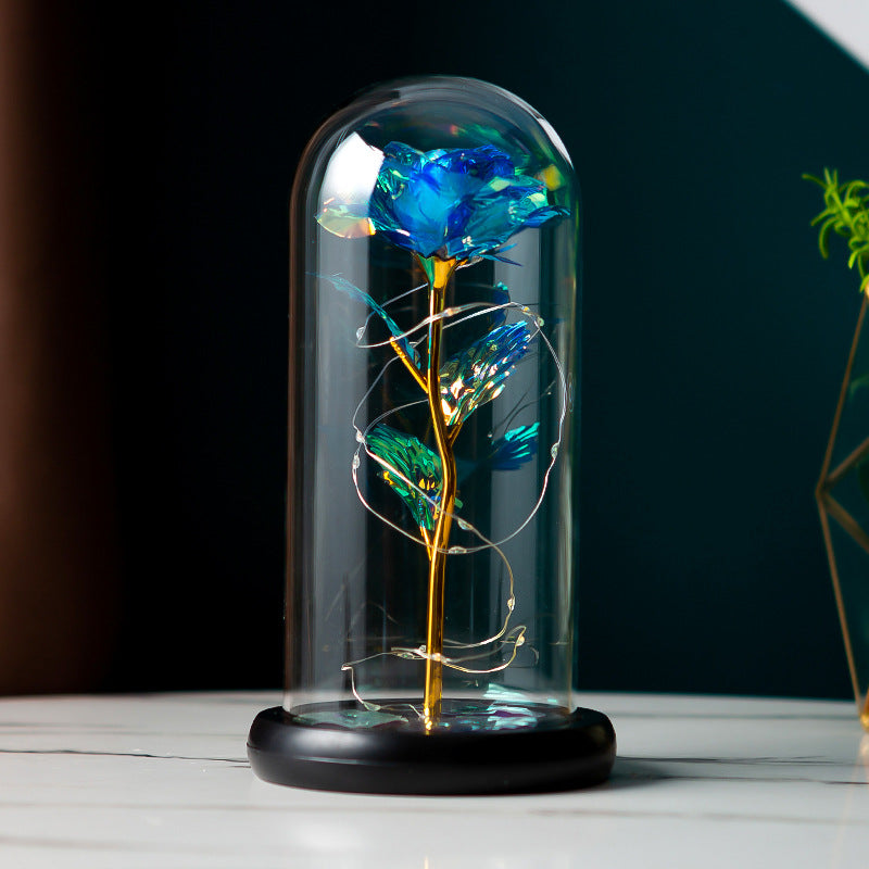 Blue-Forever Roses Eternal Flowers Red Rose in Glass Dome, Glass Rose Gifts for her, Mothers Day Birthday