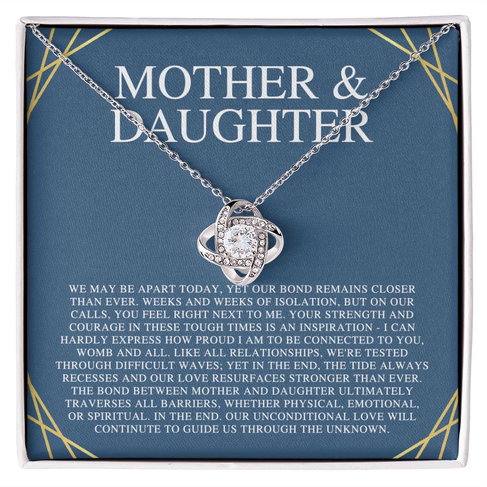MOTHER & DAUGHTER WE MAY BE APART LOVE KNOT NECKLACE