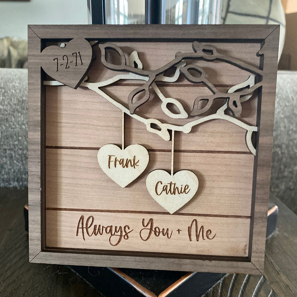 Personalized Wooden Sign Heart with Date Frame Couples Custom Wood Sign