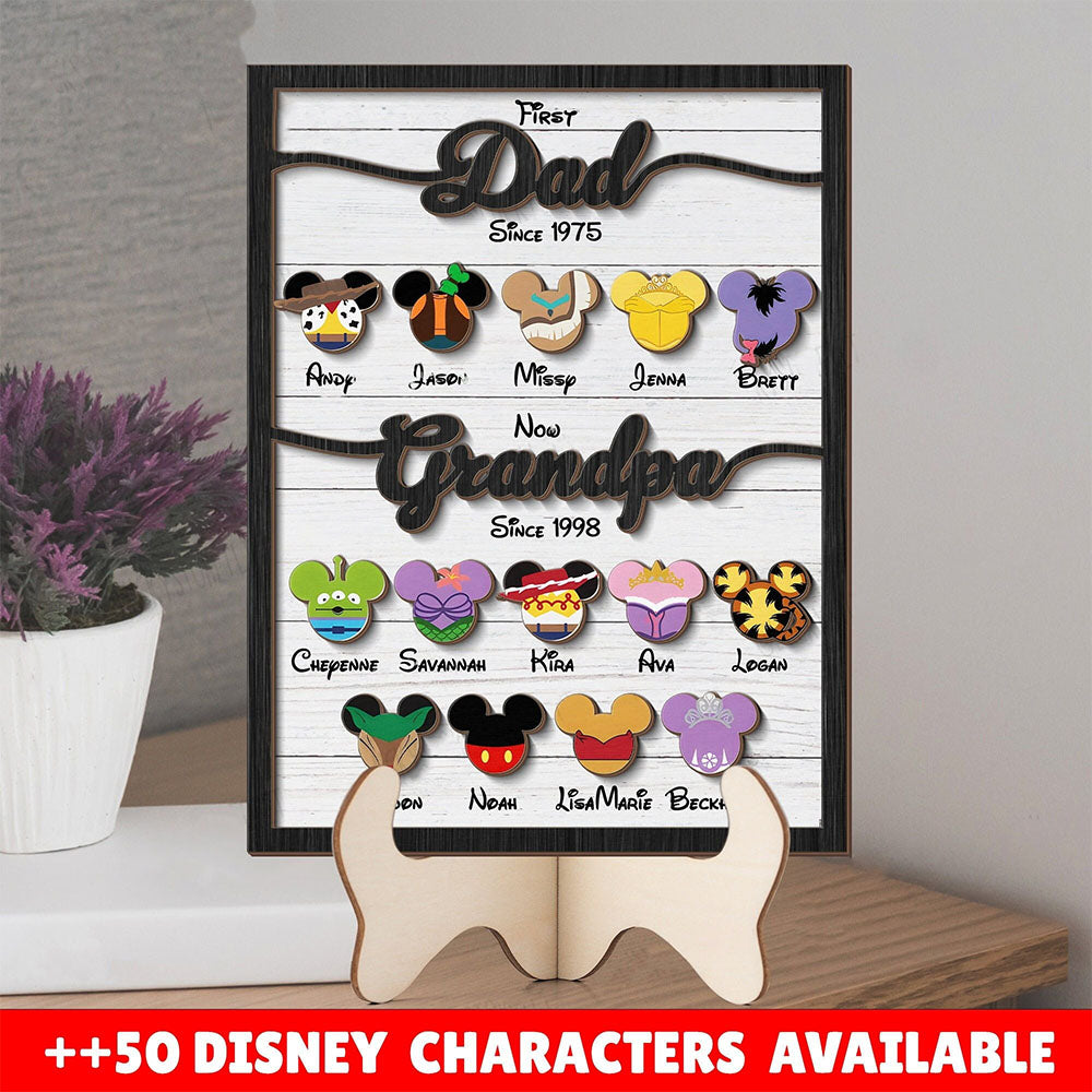 Personalized Disney First Dad Now Grandpa Ever Wooden Sign