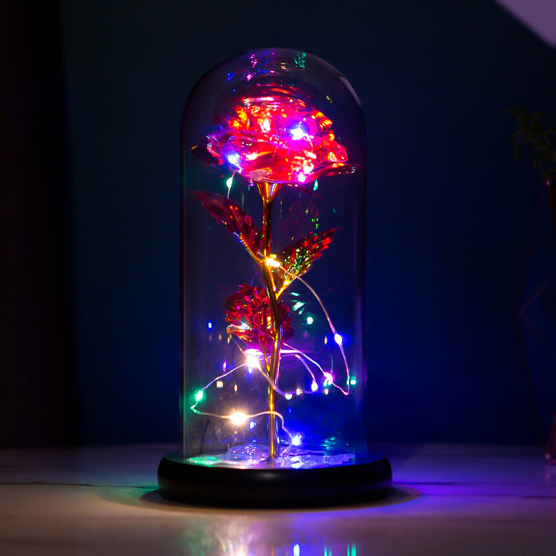 Red-Forever Roses Eternal Flowers Red Rose in Glass Dome, Glass Rose Gifts For Her