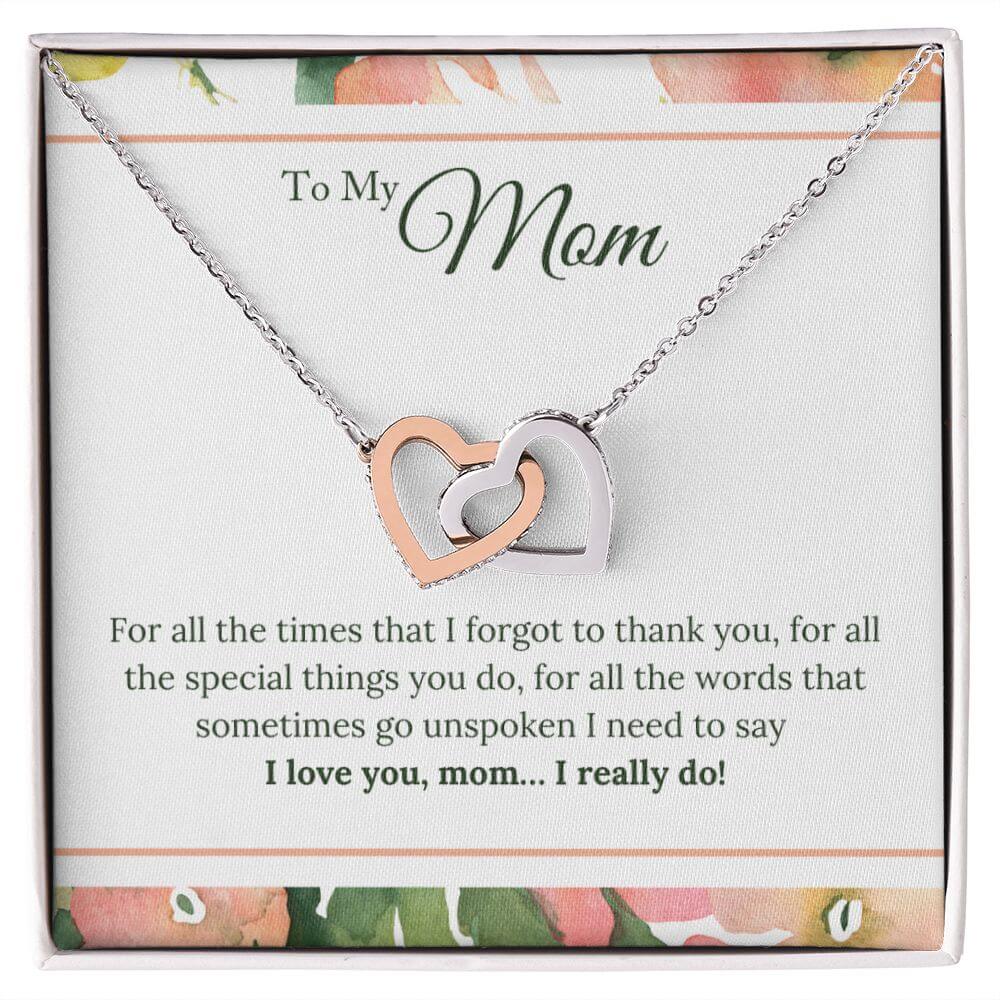 I LOVE YOU MOM I REALLY DO INTERLOCKING HEARTS NECKLACE