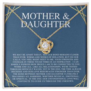 MOTHER & DAUGHTER WE MAY BE APART LOVE KNOT NECKLACE